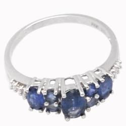 De Buman Sterling Silver Sapphire and White Topaz Ring