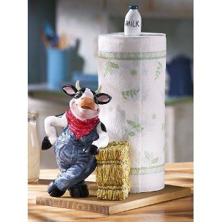 Farmer Cow in Overalls Paper Towel Holder 