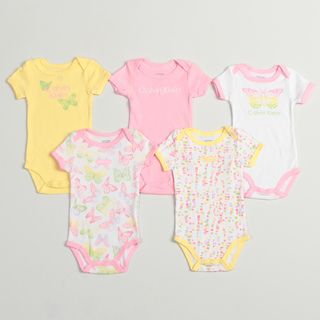 Calvin Klein Newborn Girls Assorted Bodysuits (Pack of 5)