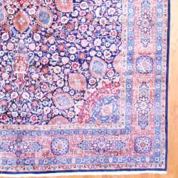 Persian Hand knotted Tabriz Navy/ Orange Wool Rug (113 x 165