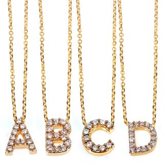 14k Yellow Gold Diamond Accent Mini Initial Letter Necklace Today $