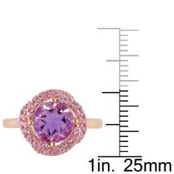 Miadora Pink Silver Amethyst and Pink Sapphire Cocktail Ring