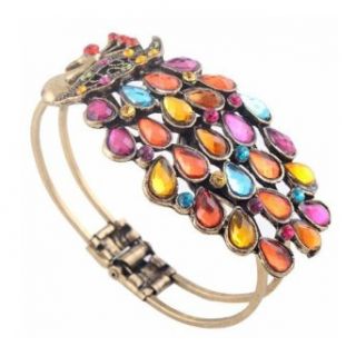 SODIAL(TM) Multi Vintage Colorful Crystal Peacock Bracelet