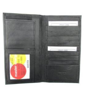 Black Lambskin Leather All in One Checkbook Wallet #175 Clothing