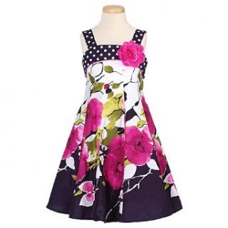 Bonnie Jean Little Girl Navy Pink Floral Spring Dress 4