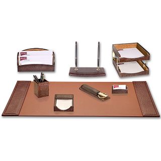 Dacasso Crocodile Embossed Leather 10 piece Desk Set MSRP $818.00