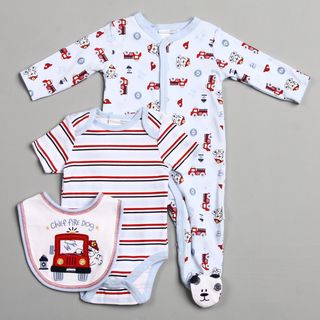 Vitamins Baby Newborn Boys Chief Fire Dog 3 piece Footed Coverall