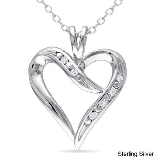 Miadora Sterling Silver White Diamonds Heart Pendant Necklace Today $