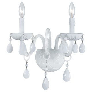 Transitional 2 light White Crystal Wall Sconce Compare $300.00 Today