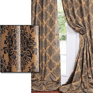 With Soft Black Print Faux Silk Curtain Panel 120 Inch