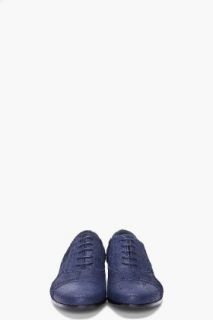 Lanvin Navy Scaled Leather Shoes for men