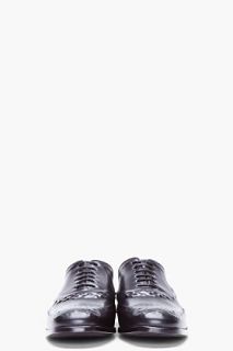 Alexander McQueen Black Textured Leather Oxfords for men