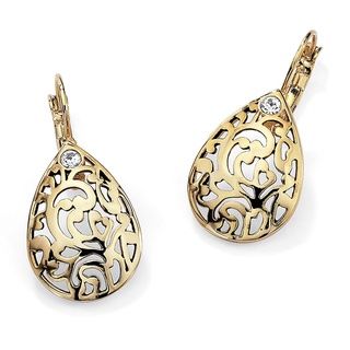 Toscana Collection 14k Gold plated Crystal Filigree Earrings