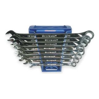 Westward 1LCD3 Ratcheting Wrench Set, Metric, 12 pt., 8 PC