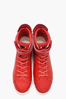 SLVR Red Cupsole High top Leather Sneakers for men