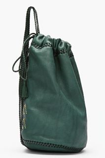 Wendy Nichol Forest Green Gold studded Braided Knapsack for women