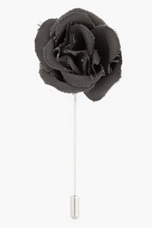 Lanvin Dark Grey Frayed Rose Tie Pin for men