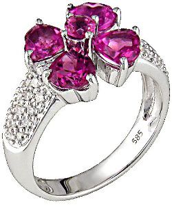 14k Gold 1/5ct Diamond and Heart Petal Pink Tourmaline Ring