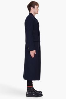 Ann Demeulemeester Long Navy Crow Coat for men