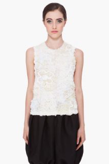 Comme Des Garçons Ivory Embroidered Tank for women