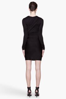 T By Alexander Wang Black Glossy Double Drape Jersey Dress for women