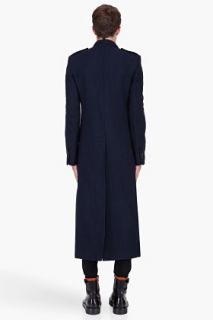 Ann Demeulemeester Long Navy Crow Coat for men