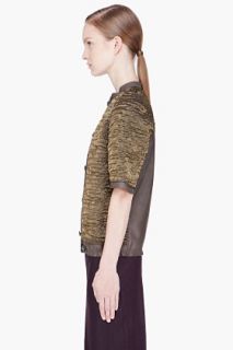 Lanvin Olive Leather Gold accented Jacket for women