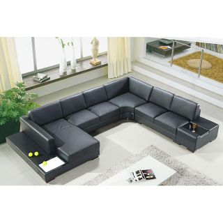 Artistant House 4 piece Black Leather Sectional