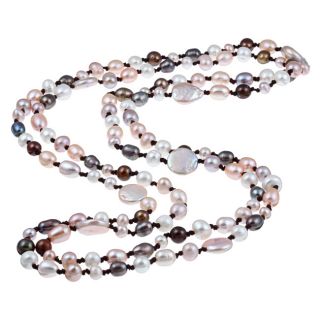 DaVonna Double knotted Multicolored FW Pearl 60 inch Endless Necklace