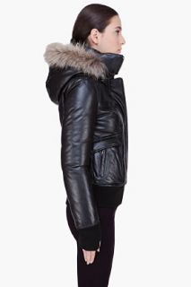 Mackage Black Leather Down Annie b Jacket for women