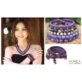 Handcrafted Multi gemstone Bangkok Violet Bracelet (Thailand