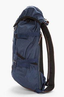 Stussy Deluxe Navy Leather trimmed X Mspc Field Backpack for men