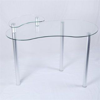 Clear Glass Corner Computer Desk with Monitor Stand Home