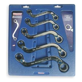 Westward 1LCE8 Ratcheting Wrench Set, Metric, 12 pt., 5 PC