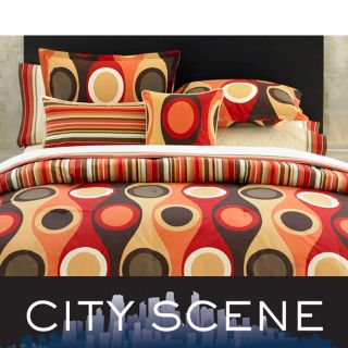 City Scene Retro Radar Camel/ Red Pillow Set