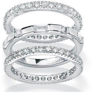 Ultimate CZ Gold over Silver Stackable Cubic Zirconia 3 piece Eternity