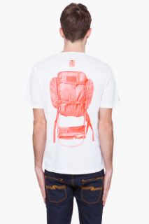 Stussy Deluxe White Red Backpack T shirt for men