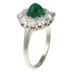 18k Gold Emerald and 1 1/10ct TDW Diamond Antique Ring (G H, VS1 VS2