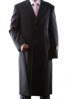 Mens Single Breasted Black Luxury Wool Full Length