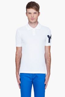 Y 3 White Sleeve Logo Polo for men
