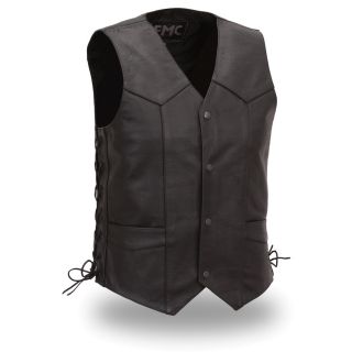 FMC Mens Black Leather Side lace Classic Vest