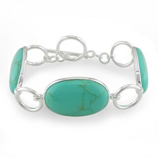 Miadora Sterling Silver Shape Turquoise Gemstone Bracelet
