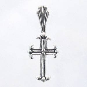 Tiny Ornate Cross Charm with Decorative Bale in Sterling