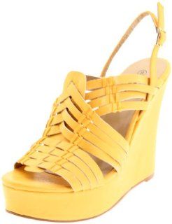 Miss Me Womens Heart 24 Wedge Pump,Yellow,7 M US Shoes
