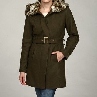 Hilary Radley New York Womens Olive Faux fur Coat FINAL SALE
