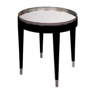 Ebony Finish Mirrored Top Round Accent Table