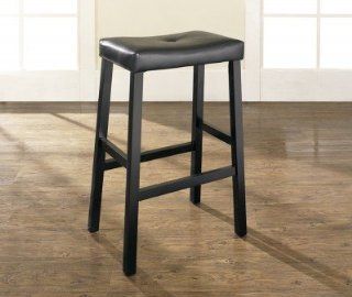Crosley Furniture Upholstered Saddle Seat Bar Stool, Black
