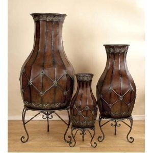 Set of Three Metal Decor Vases with Stands [Kitchen] Home