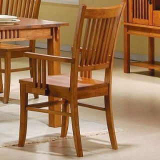 Solid Oak Mission Style Dining Arm Chair (Set of 2) Home