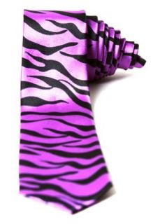 Trendy Skinny Tie   Purple Zebra Animal Print Clothing